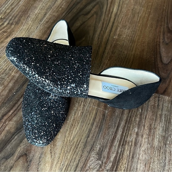 Jimmy Choo Women's Globe Glitter & Leather d'Orsay Flats - Picture 8 of 16